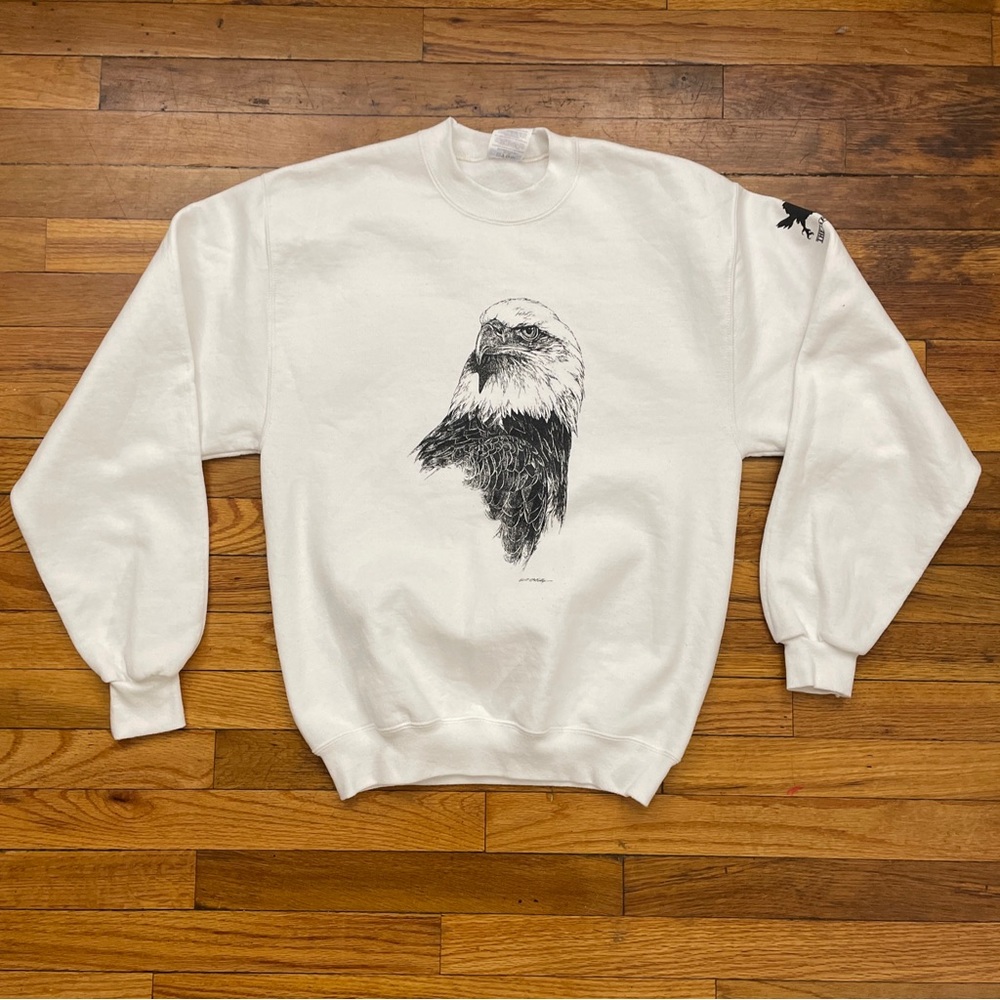 The Raptor Trust Eagle Sketch Graphic Crewneck Sweatshirt Size S Used